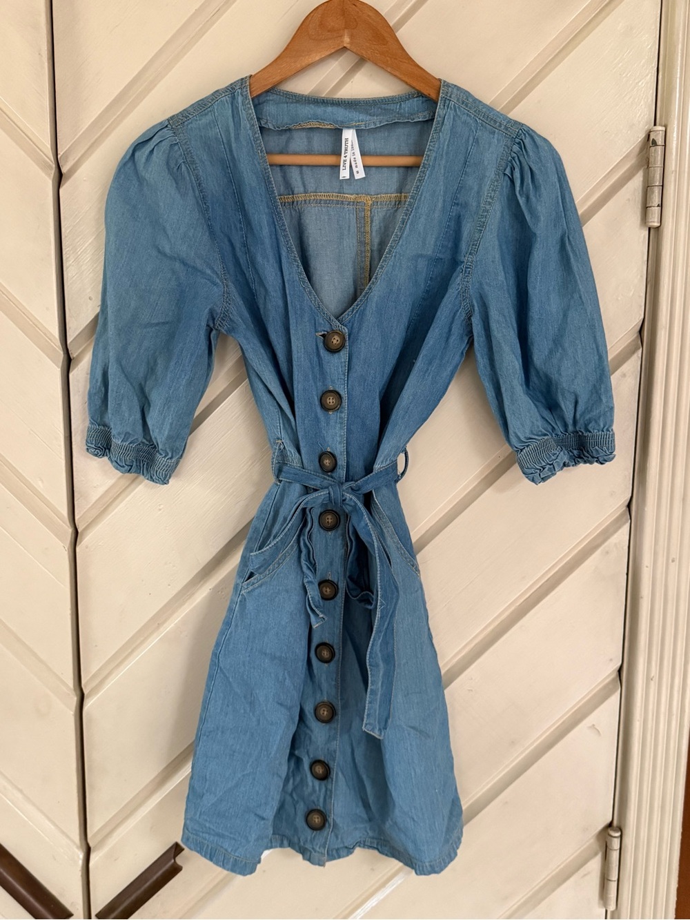 Live 4 Truth Light Blue Denim Mini Dress with Button Front